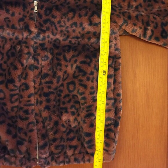 Nine West Faux Fur Leopard Print Hooded Jacket XS – Soft & Stylish - Picture 6 of 11